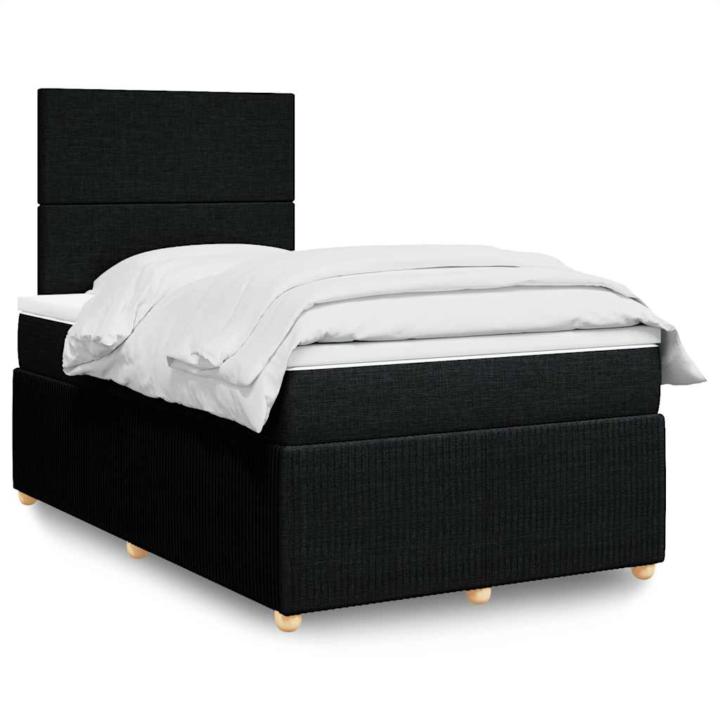 Boxspring met matras stof zwart 120x200 cm – afbeelding 1