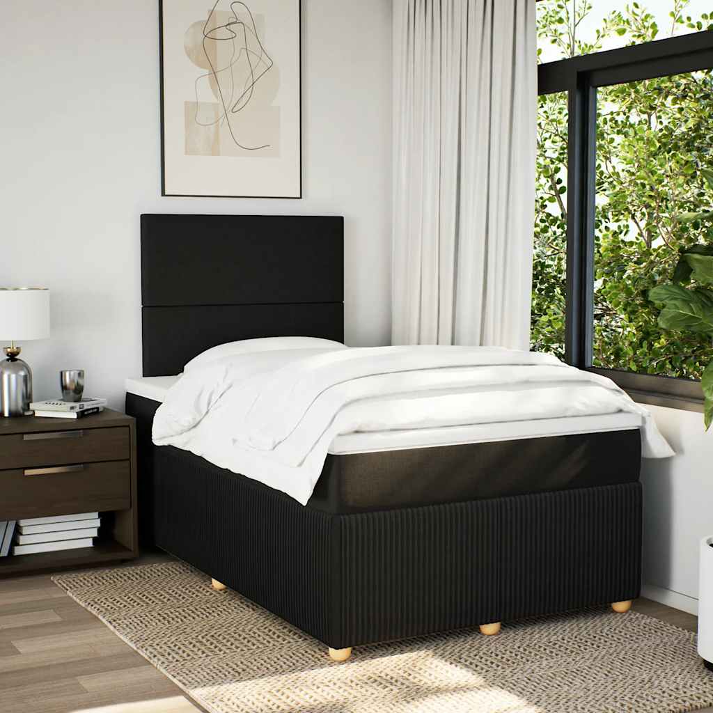 Boxspring met matras stof zwart 120x200 cm – afbeelding 3