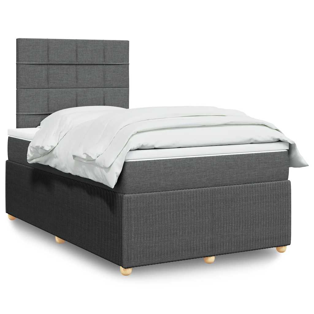 Boxspring met matras stof donkergrijs 120x200 cm – afbeelding 1