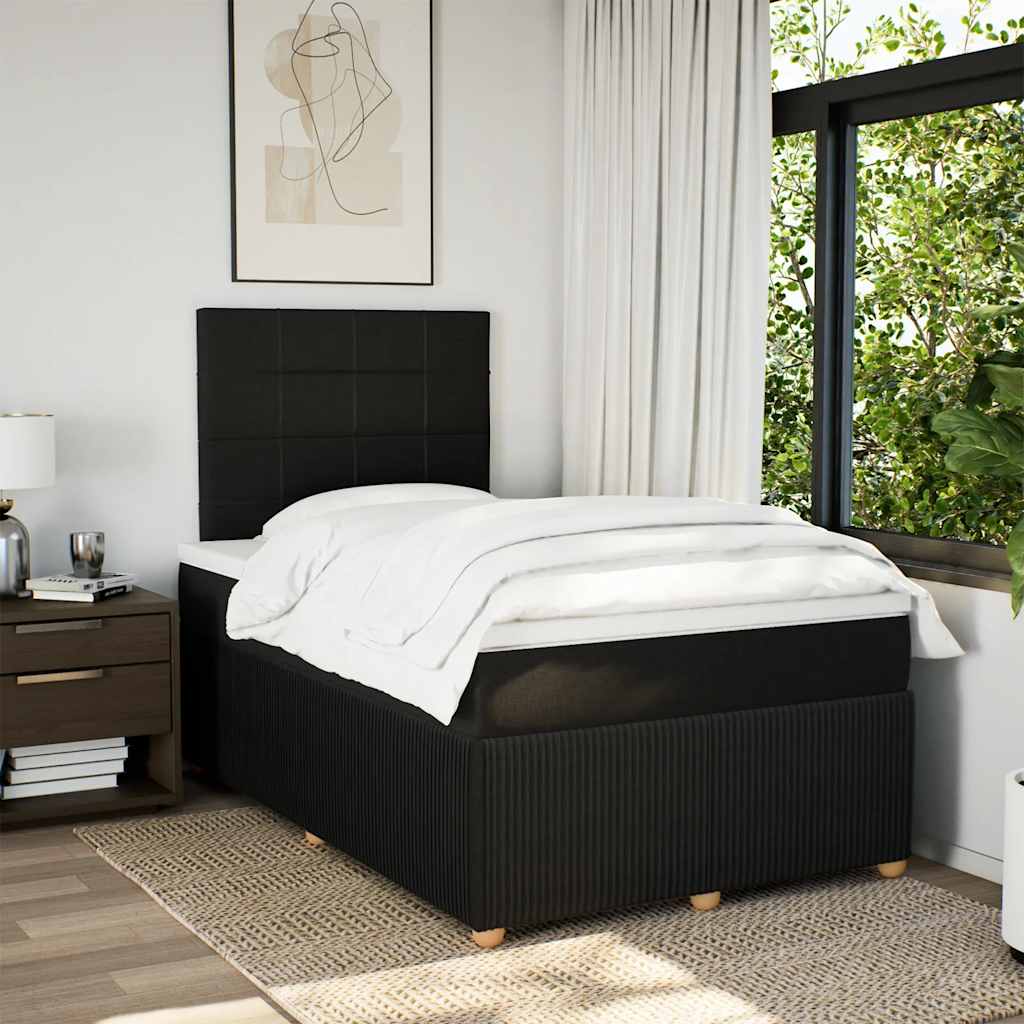 Boxspring met matras stof zwart 120x200 cm – afbeelding 3