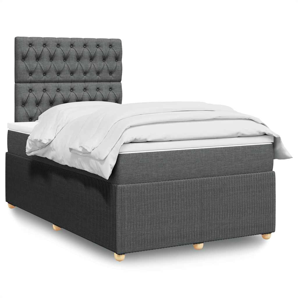 Boxspring met matras stof donkergrijs 120x200 cm – afbeelding 1