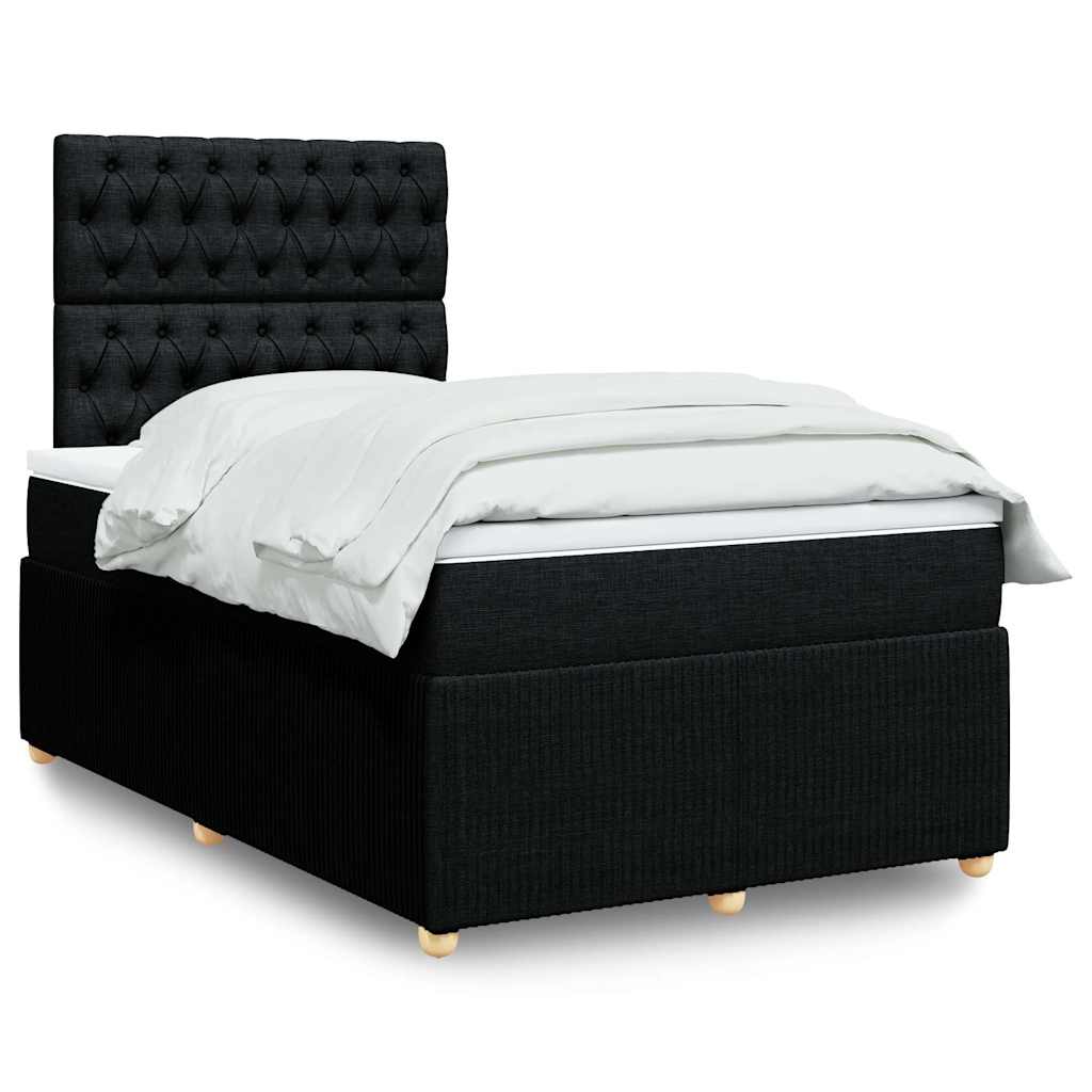 Boxspring met matras stof zwart 120x200 cm – afbeelding 1