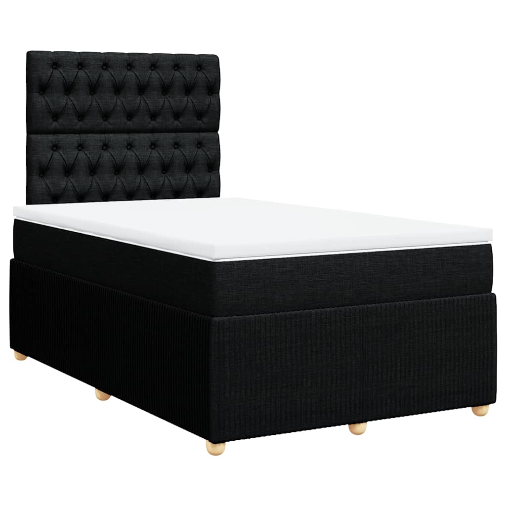 Boxspring met matras stof zwart 120x200 cm – afbeelding 2