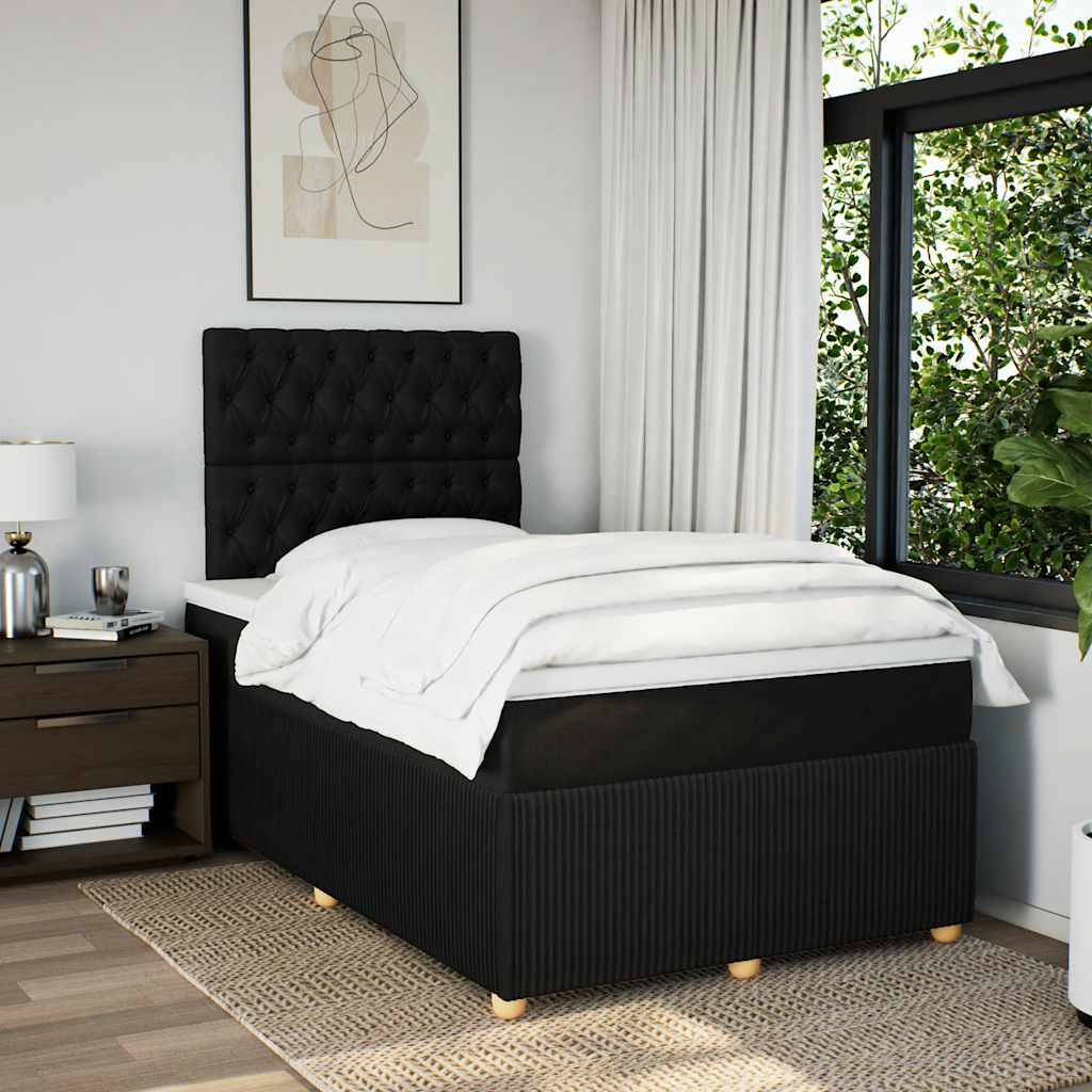 Boxspring met matras stof zwart 120x200 cm – afbeelding 3
