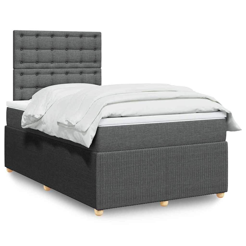 Boxspring met matras stof donkergrijs 120x200 cm – afbeelding 1