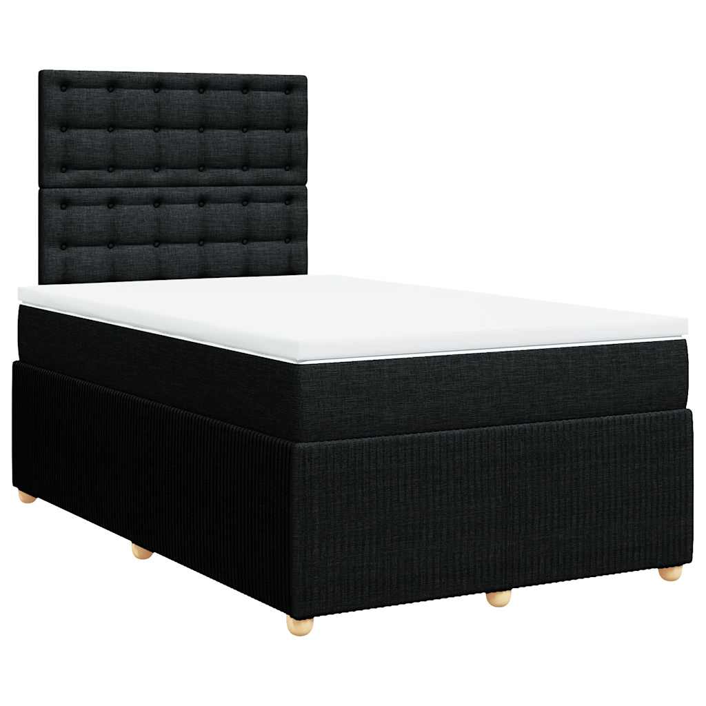 Boxspring met matras stof zwart 120x200 cm – afbeelding 2