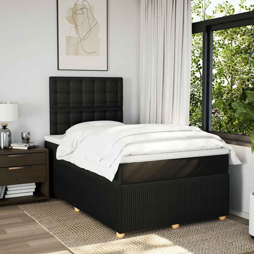 Boxspring met matras stof zwart 120x200 cm – afbeelding 3