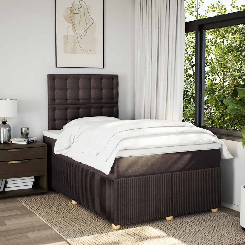 Boxspring met matras stof donkerbruin 120x200 cm – afbeelding 3