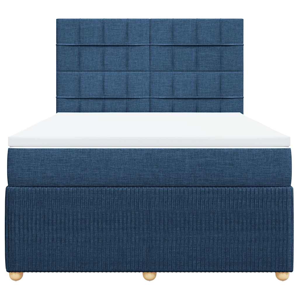 Boxspring met matras stof blauw 140x190 cm – afbeelding 4