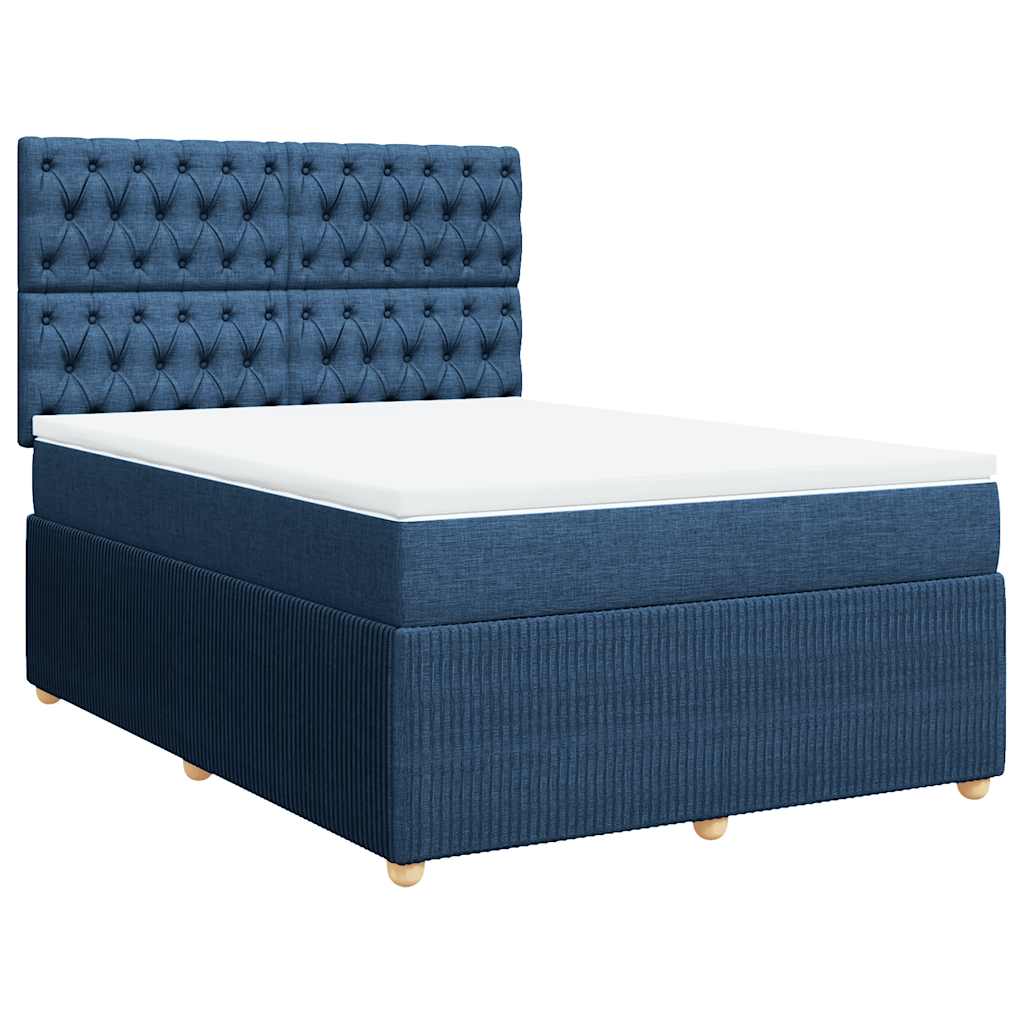 Boxspring met matras stof blauw 140x190 cm – afbeelding 2