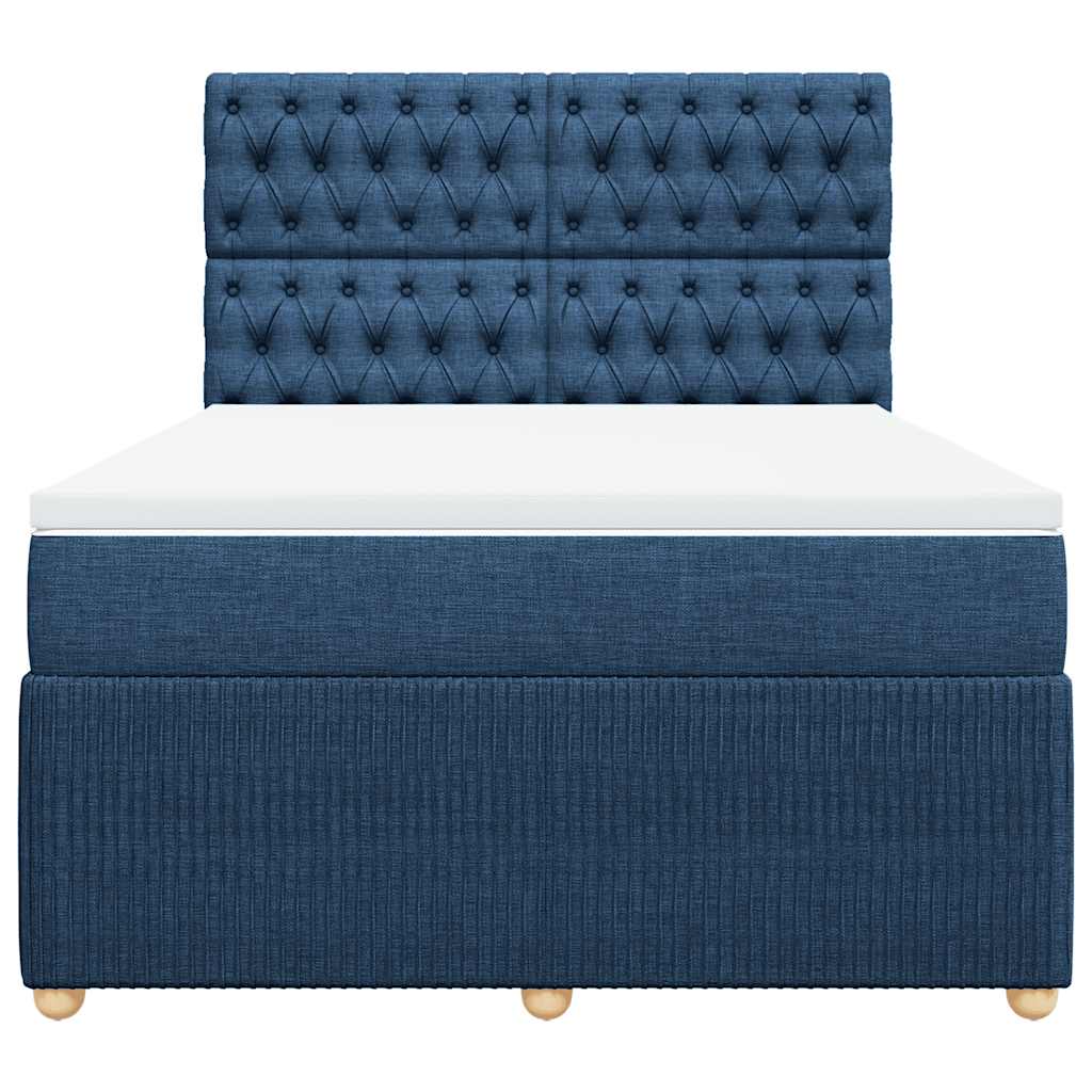 Boxspring met matras stof blauw 140x190 cm – afbeelding 4