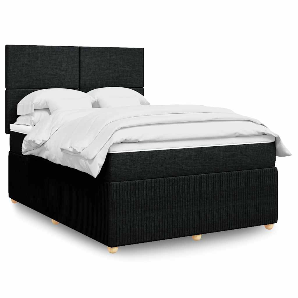 Boxspring met matras stof zwart 140x200 cm – afbeelding 1