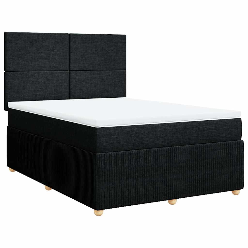 Boxspring met matras stof zwart 140x200 cm – afbeelding 2