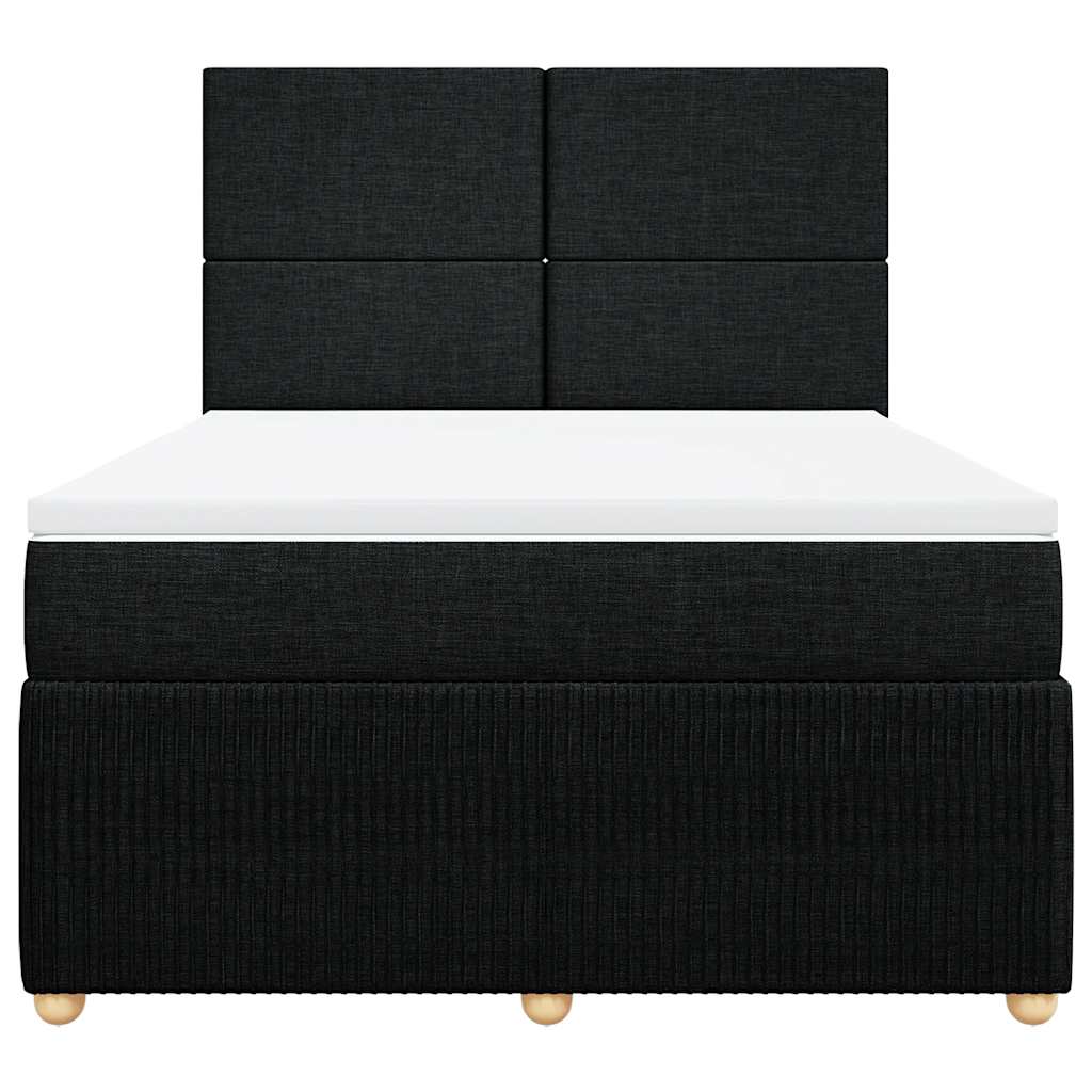 Boxspring met matras stof zwart 140x200 cm – afbeelding 4