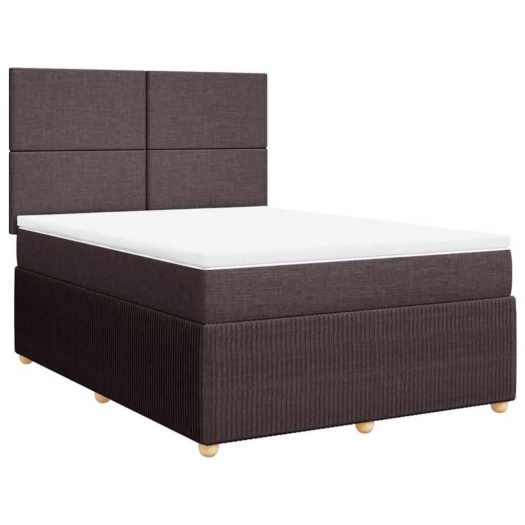 Boxspring met matras stof donkerbruin 140x200 cm – afbeelding 2