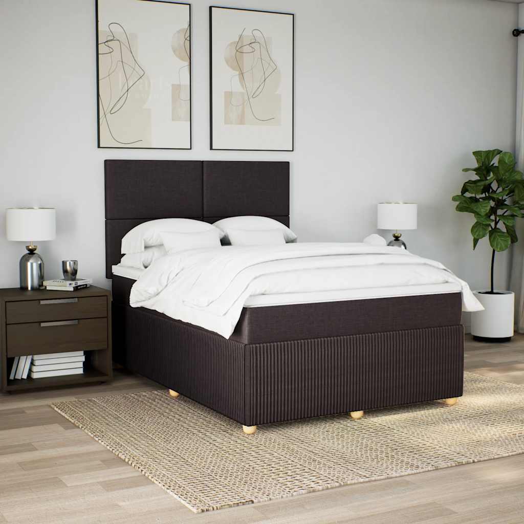 Boxspring met matras stof donkerbruin 140x200 cm – afbeelding 3