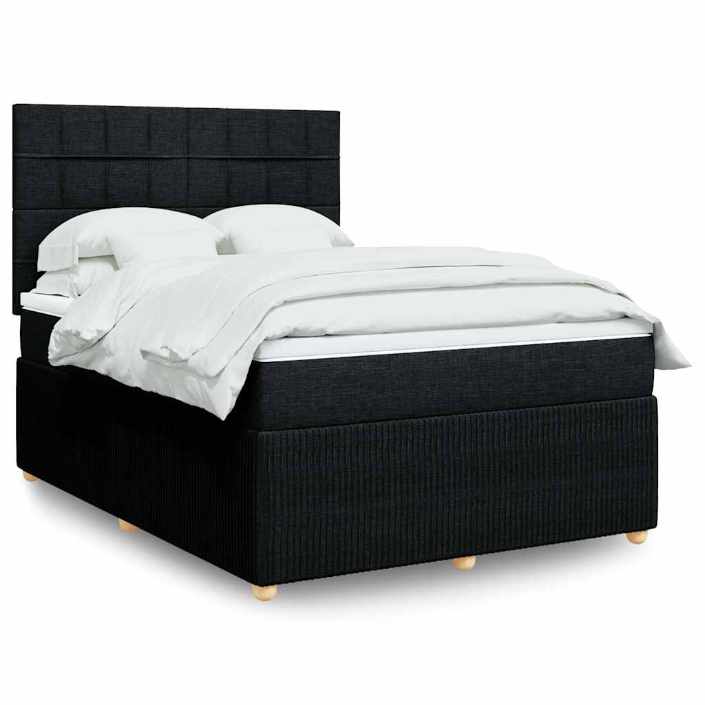 Boxspring met matras stof zwart 140x200 cm – afbeelding 1