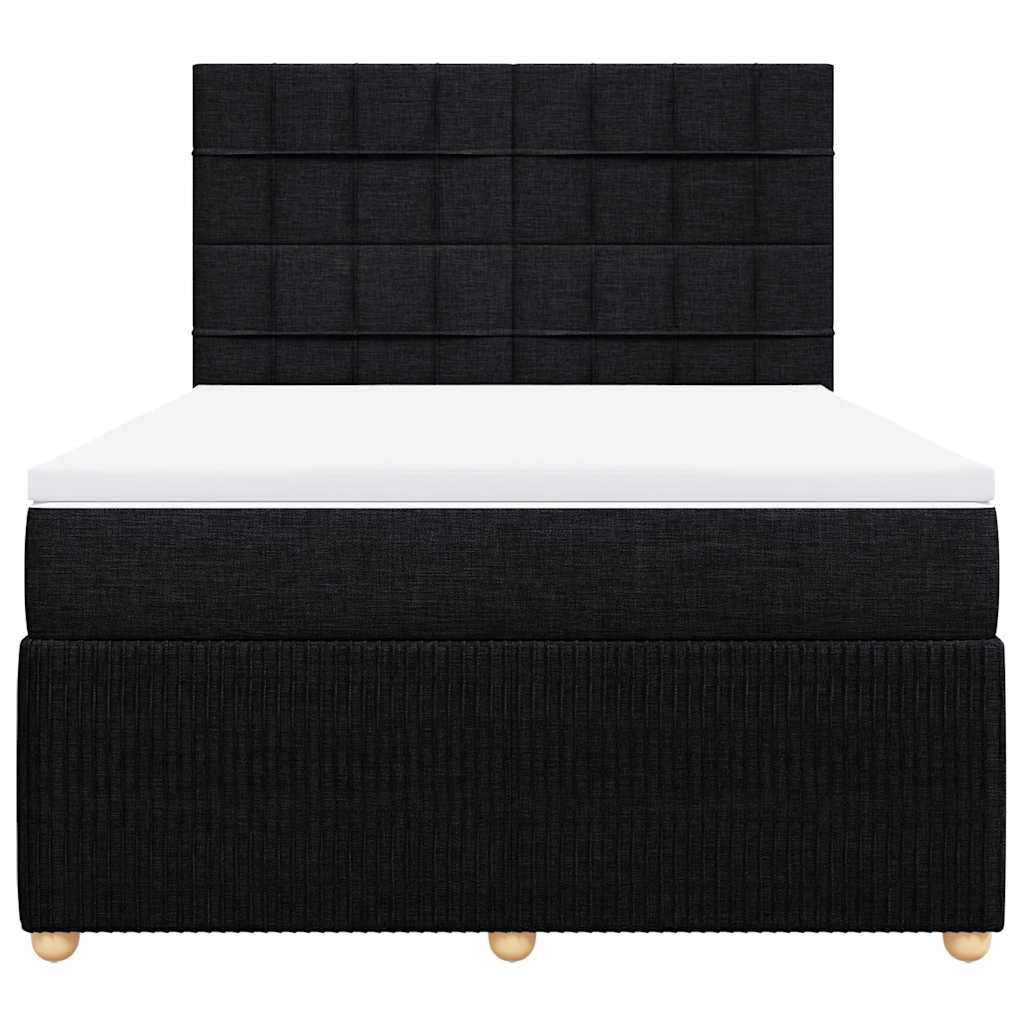 Boxspring met matras stof zwart 140x200 cm – afbeelding 4