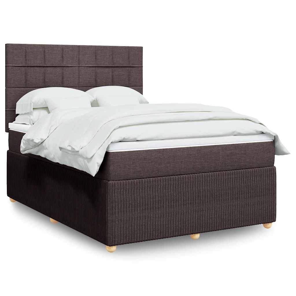Boxspring met matras stof donkerbruin 140x200 cm – afbeelding 1