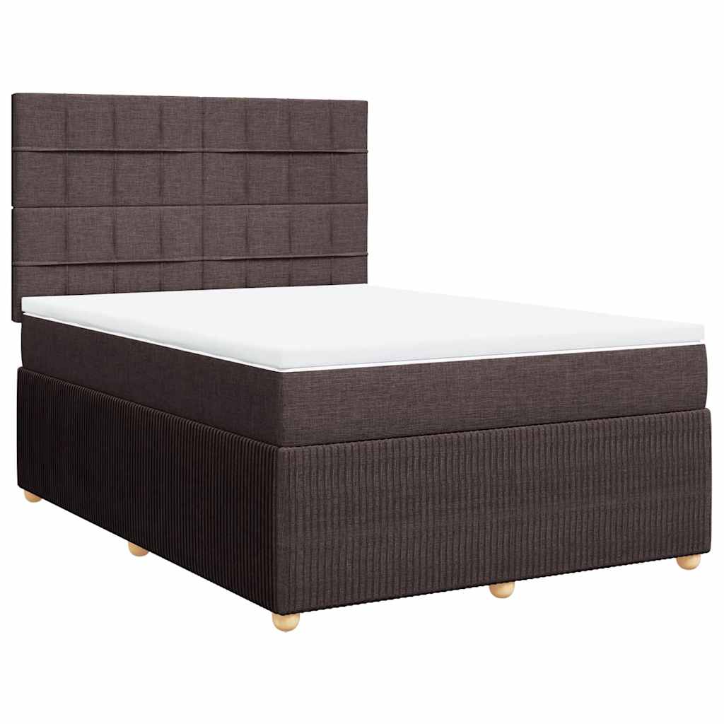 Boxspring met matras stof donkerbruin 140x200 cm – afbeelding 2