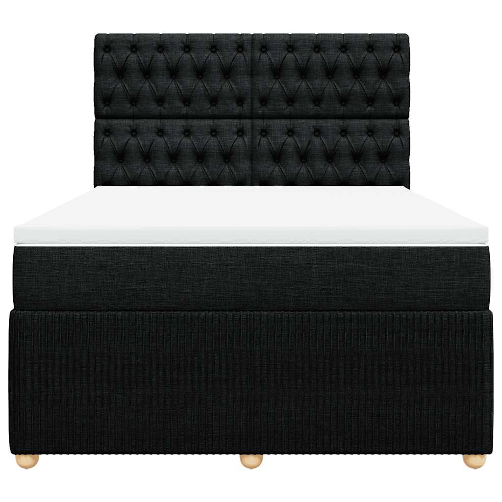 Boxspring met matras stof zwart 140x200 cm – afbeelding 4