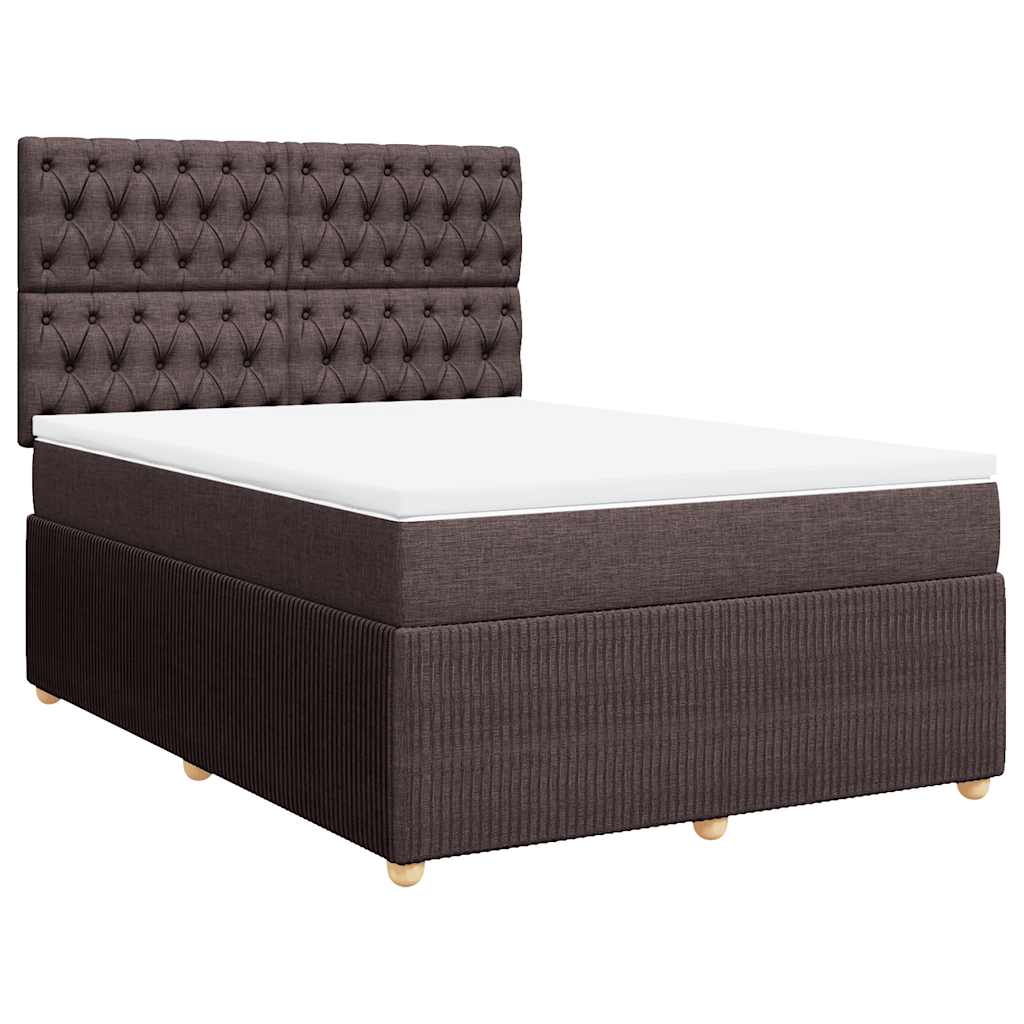 Boxspring met matras stof donkerbruin 140x200 cm – afbeelding 2