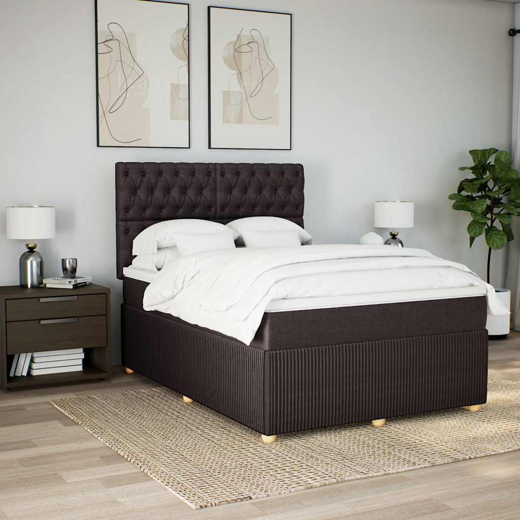 Boxspring met matras stof donkerbruin 140x200 cm – afbeelding 3