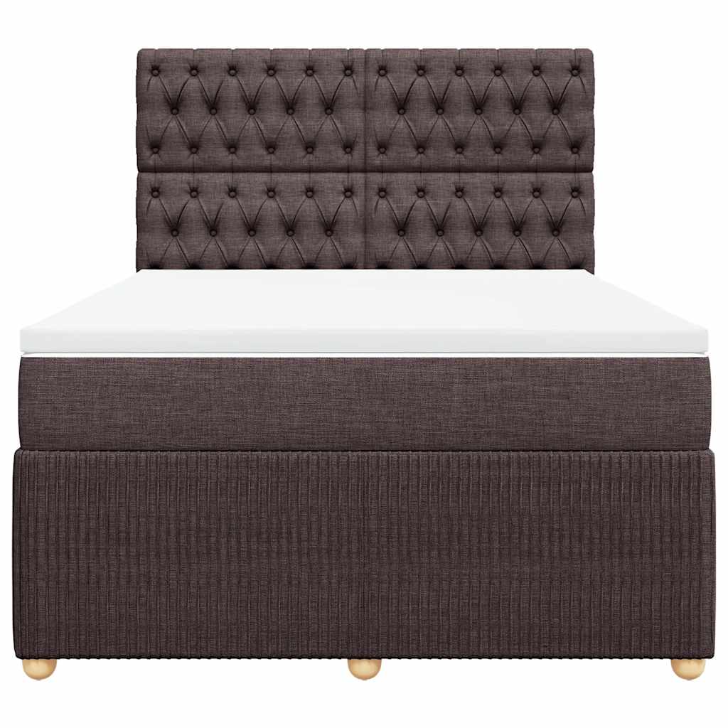 Boxspring met matras stof donkerbruin 140x200 cm – afbeelding 4