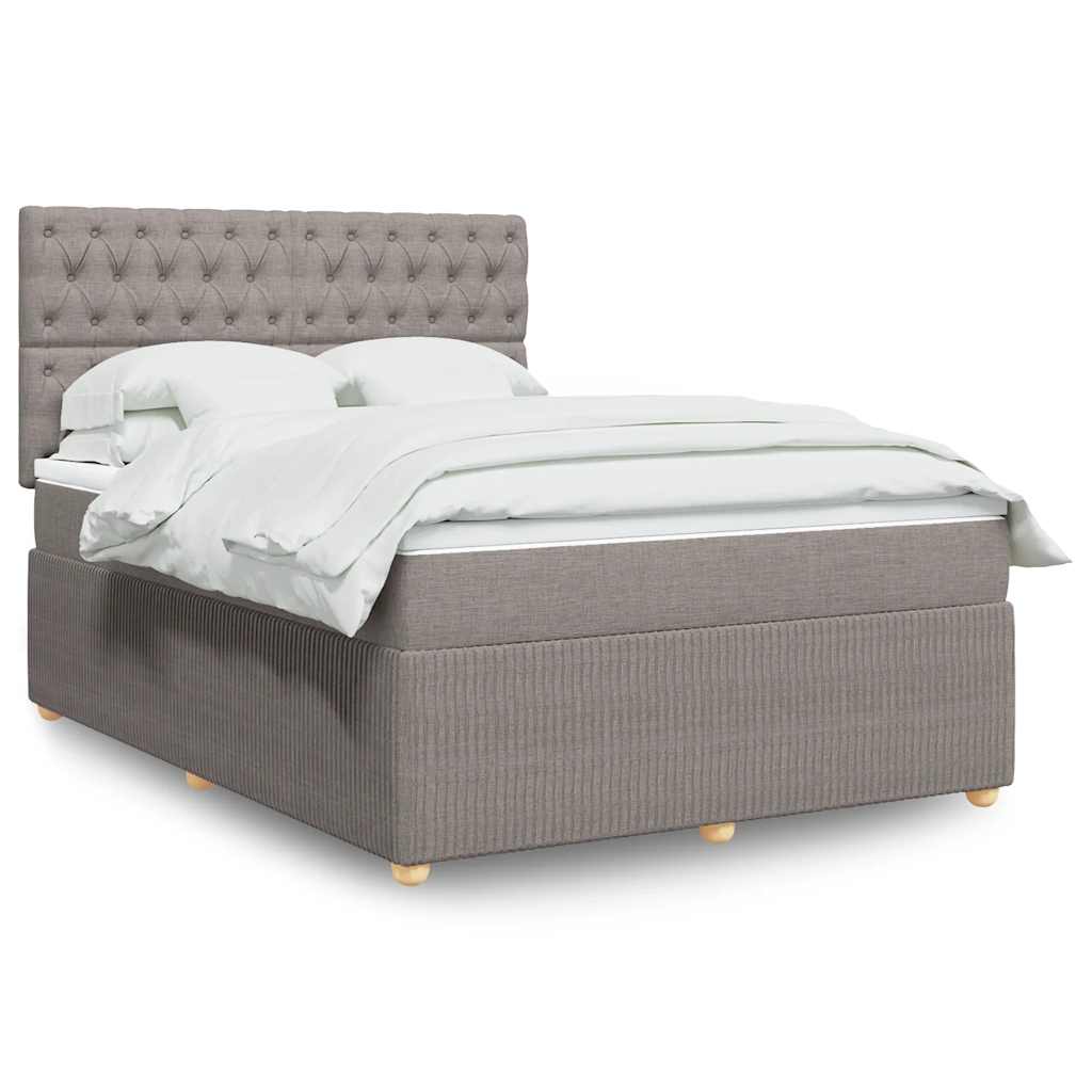 Boxspring met matras stof taupe 140x200 cm – afbeelding 1