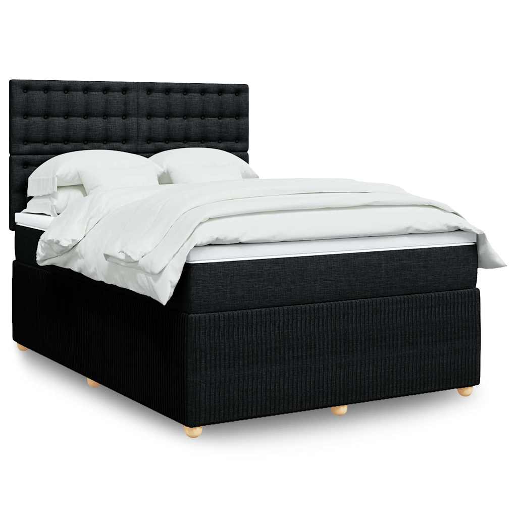 Boxspring met matras stof zwart 140x200 cm – afbeelding 1