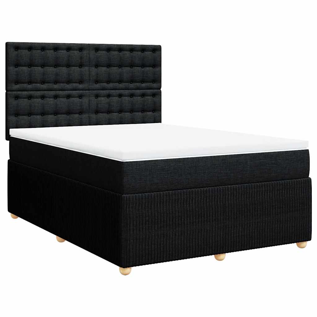 Boxspring met matras stof zwart 140x200 cm – afbeelding 2