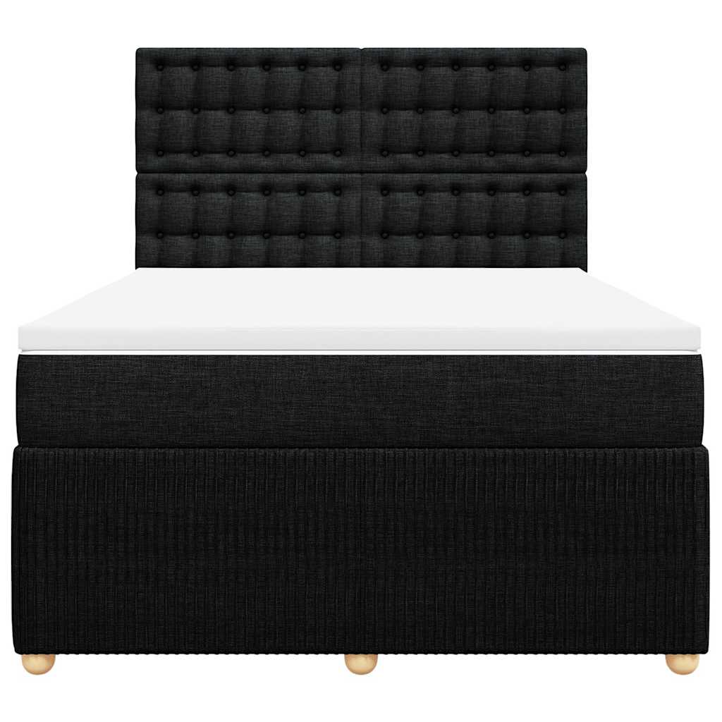 Boxspring met matras stof zwart 140x200 cm – afbeelding 4