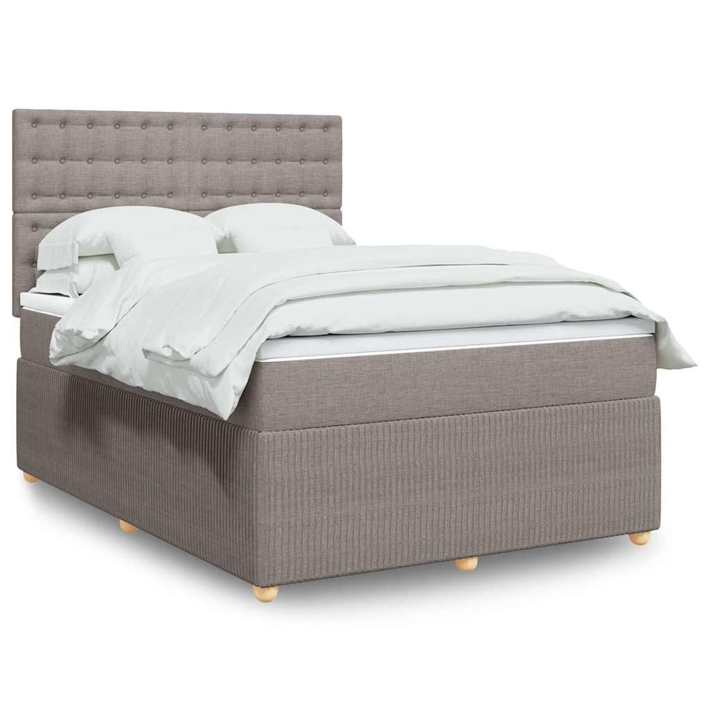 Boxspring met matras stof taupe 140x200 cm – afbeelding 1