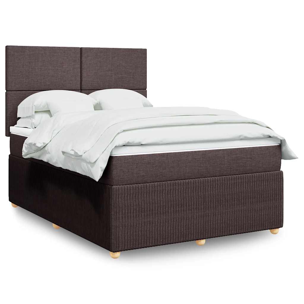 Boxspring met matras stof donkerbruin 160x200 cm – afbeelding 1