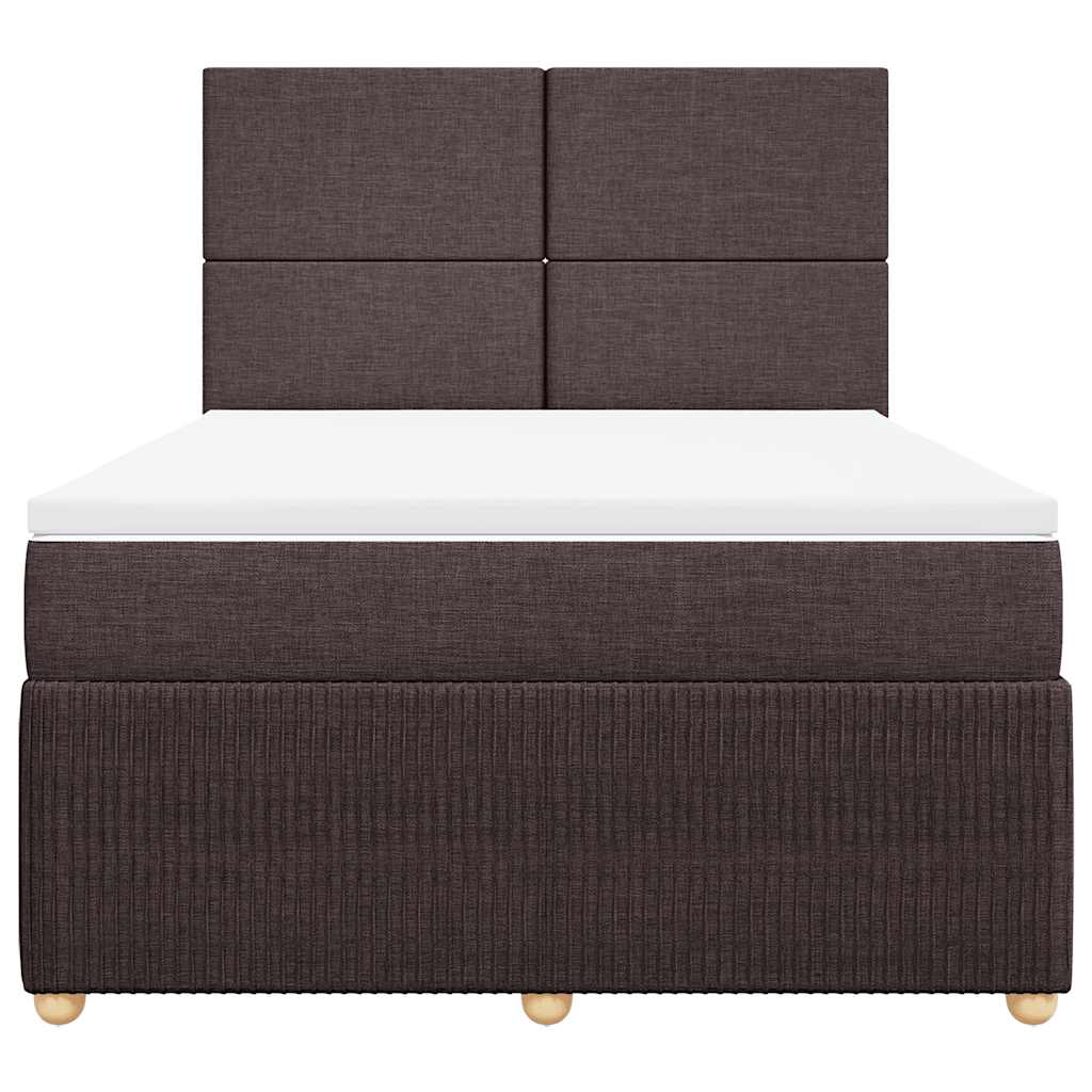 Boxspring met matras stof donkerbruin 160x200 cm – afbeelding 4