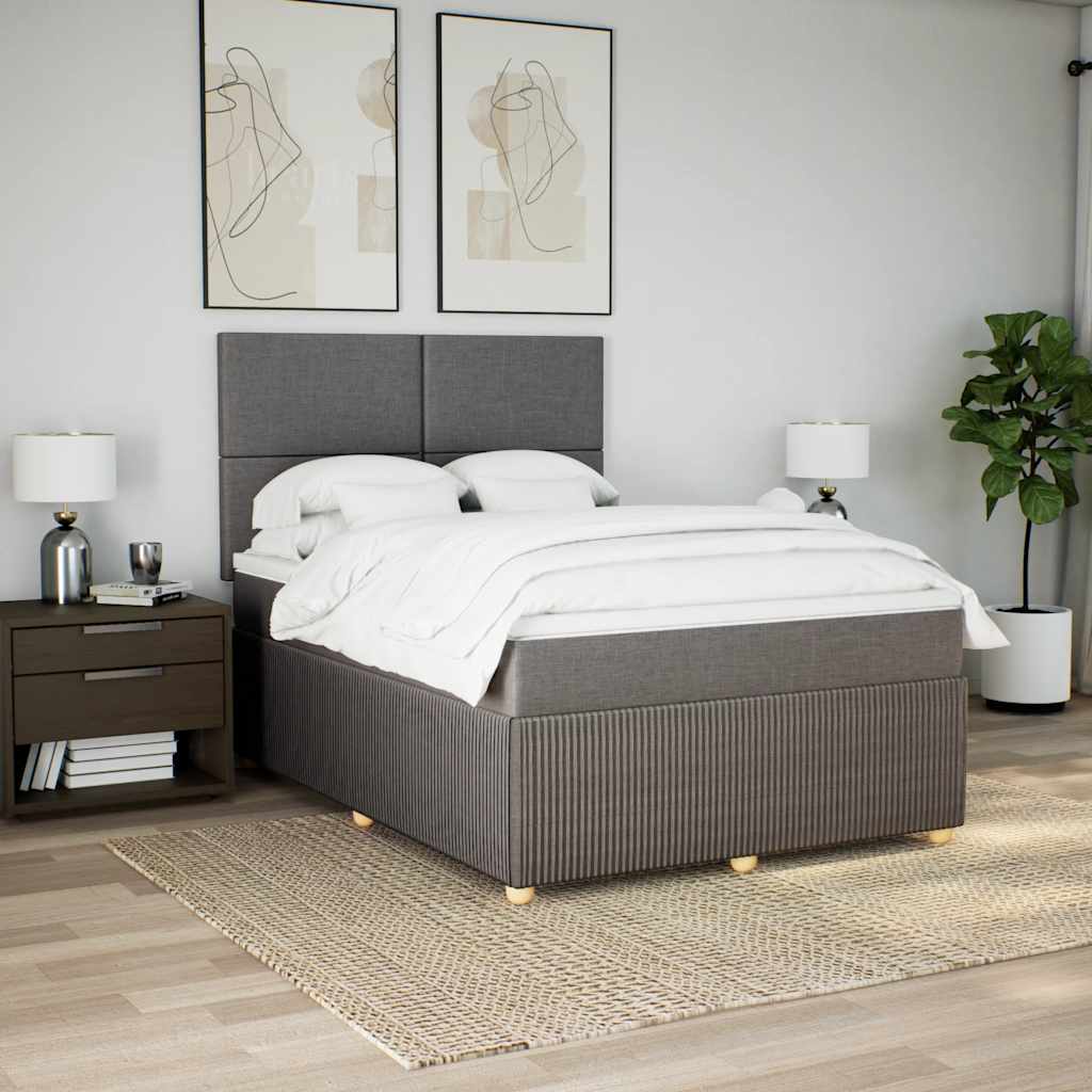 Boxspring met matras stof taupe 160x200 cm – afbeelding 3