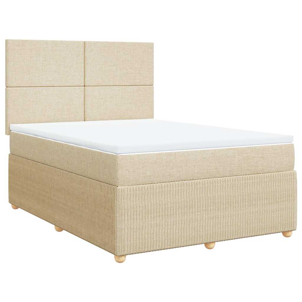 Boxspring met matras stof crèmekleurig 160x200 cm – afbeelding 2