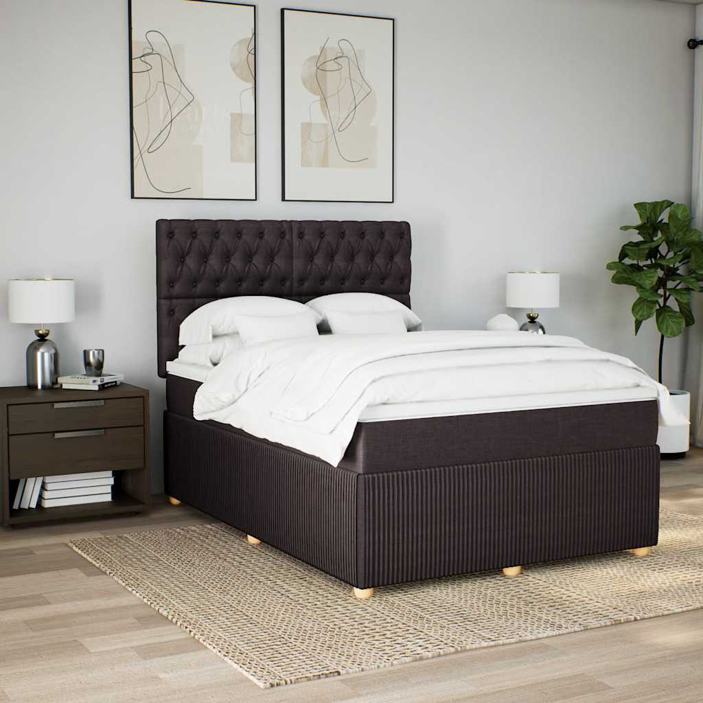 Boxspring met matras stof donkerbruin 160x200 cm – afbeelding 3