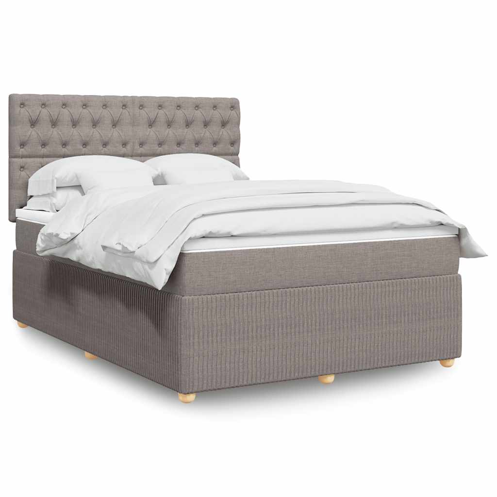 Boxspring met matras stof taupe 160x200 cm – afbeelding 1