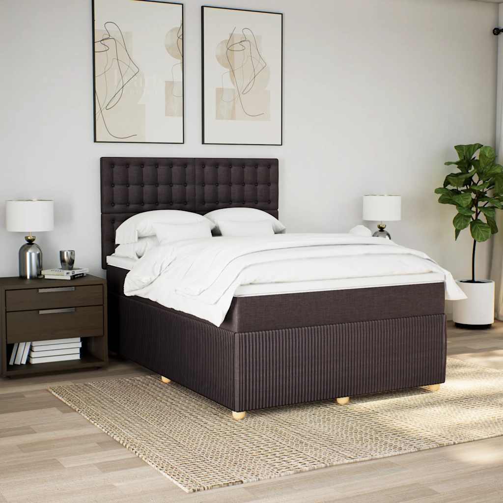 Boxspring met matras stof donkerbruin 160x200 cm – afbeelding 3