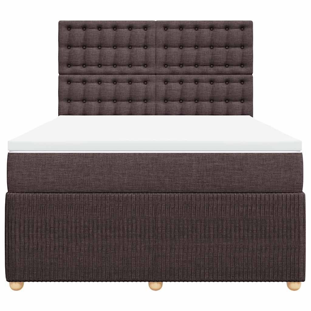 Boxspring met matras stof donkerbruin 160x200 cm – afbeelding 4