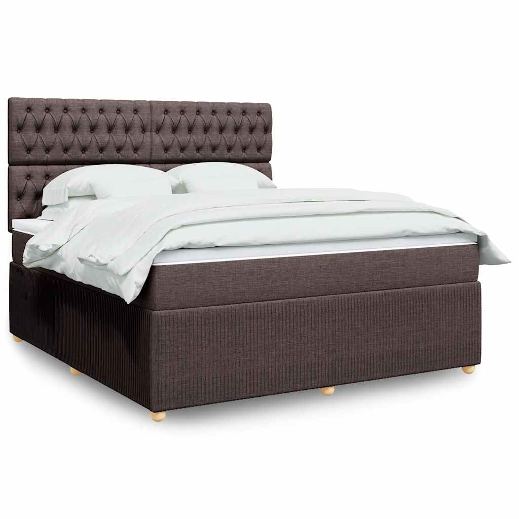 Boxspring met matras stof donkerbruin 180x200 cm – afbeelding 1