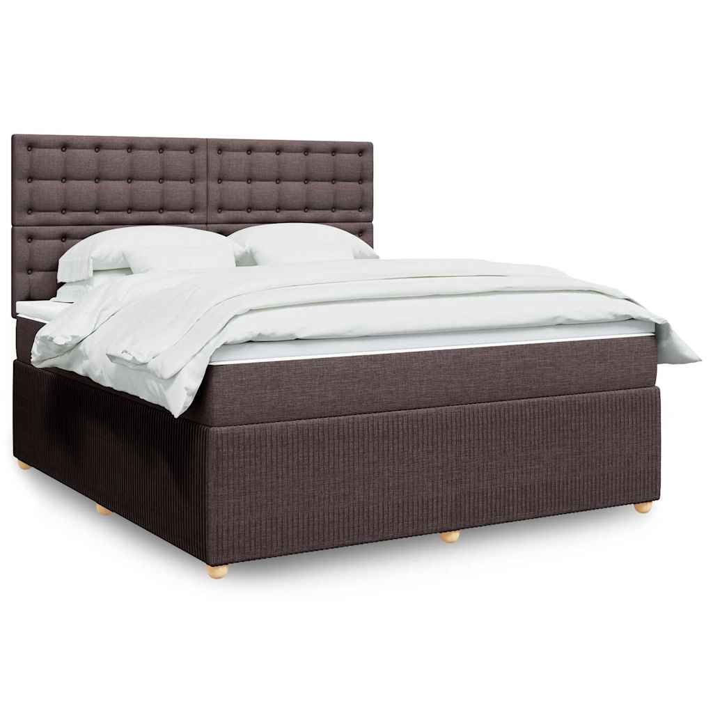 Boxspring met matras stof donkerbruin 180x200 cm – afbeelding 1