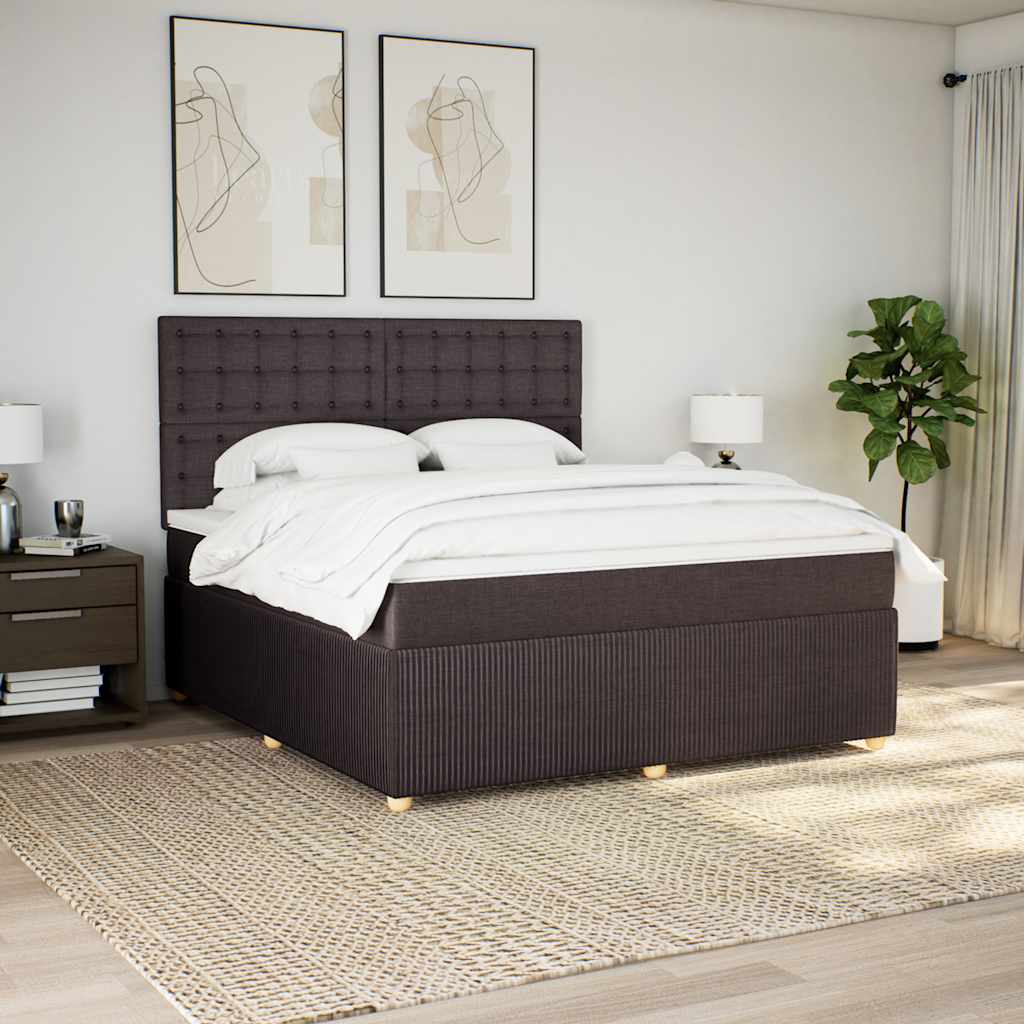 Boxspring met matras stof donkerbruin 180x200 cm – afbeelding 3
