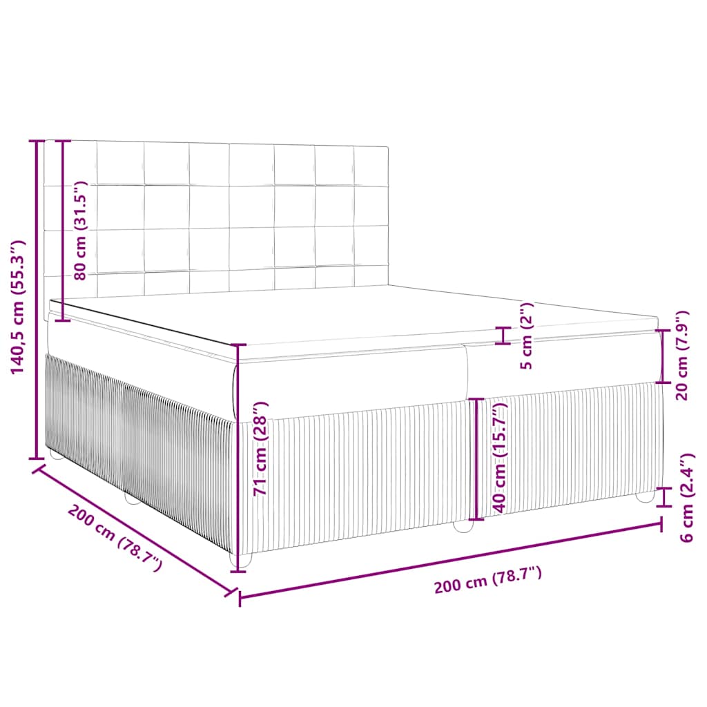 Boxspring met matras stof donkerbruin 200x200 cm – afbeelding 12