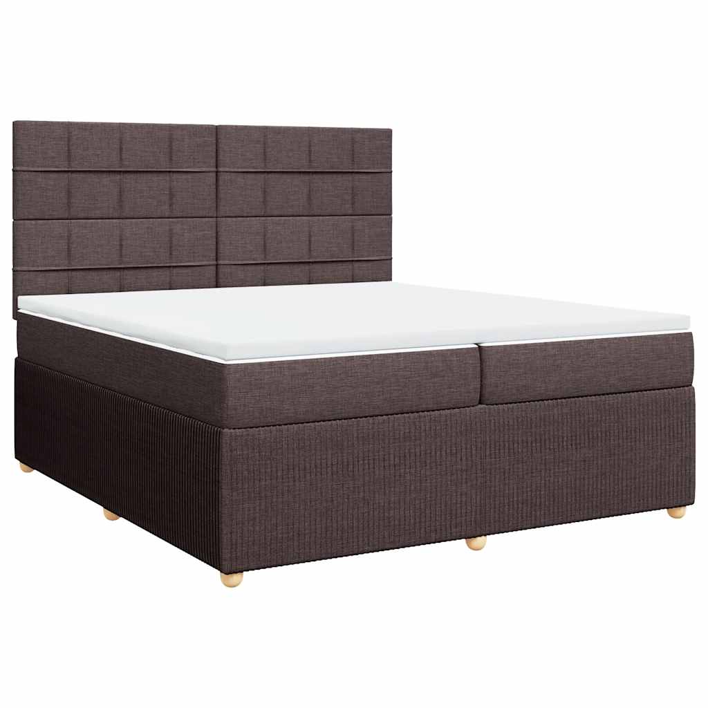 Boxspring met matras stof donkerbruin 200x200 cm – afbeelding 2