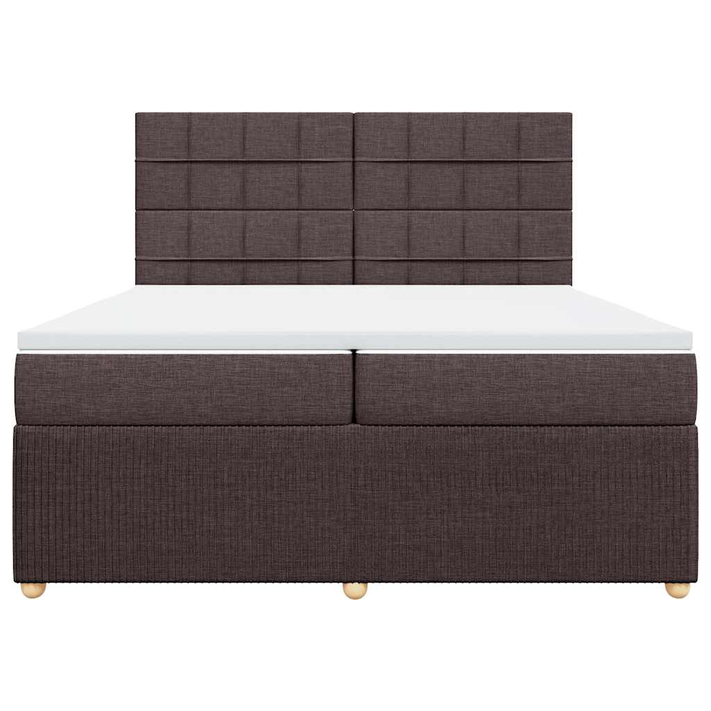 Boxspring met matras stof donkerbruin 200x200 cm – afbeelding 4