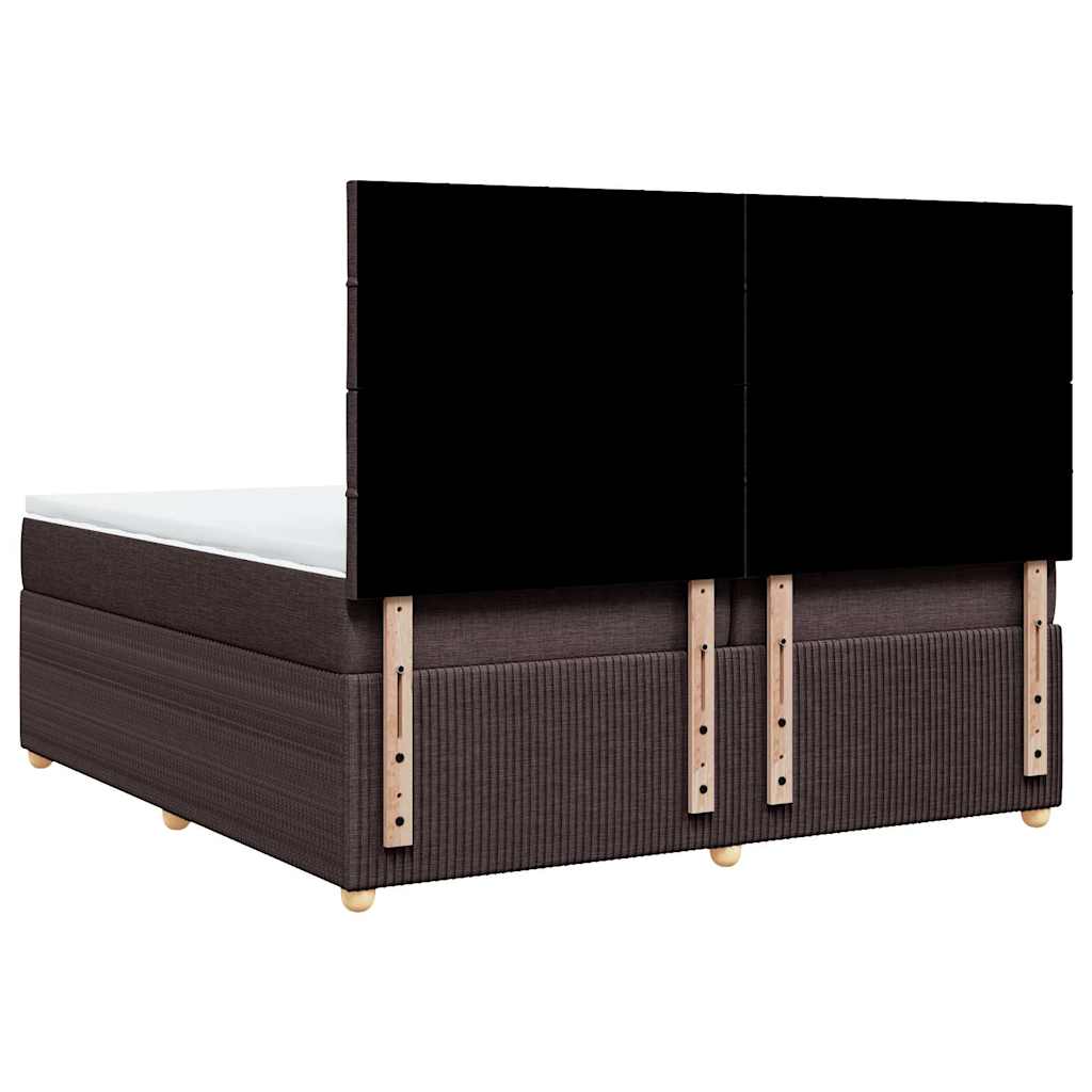 Boxspring met matras stof donkerbruin 200x200 cm – afbeelding 6