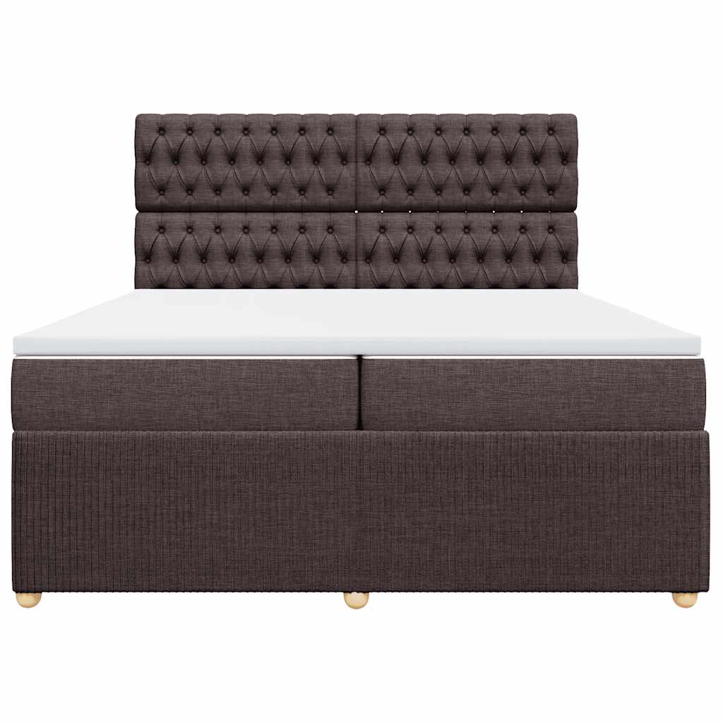 Boxspring met matras stof donkerbruin 200x200 cm – afbeelding 4