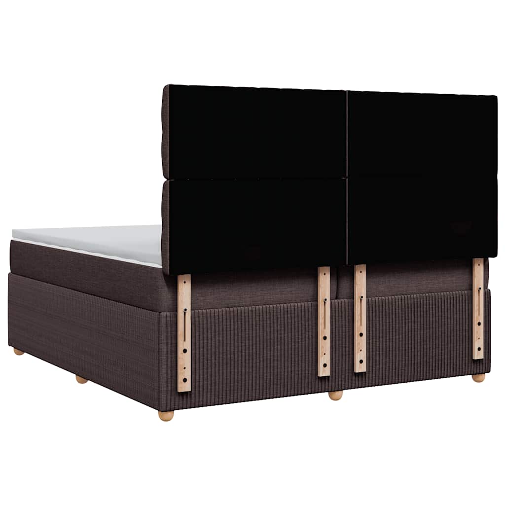 Boxspring met matras stof donkerbruin 200x200 cm – afbeelding 6